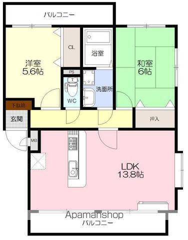 アバンティーⅡ(2LDK/2階)の間取り写真