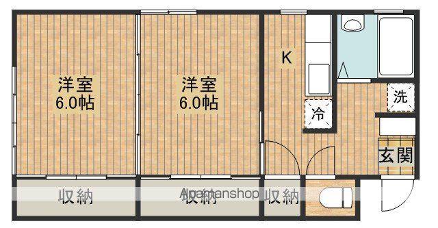 サルビアB棟(2K/1階)の間取り写真