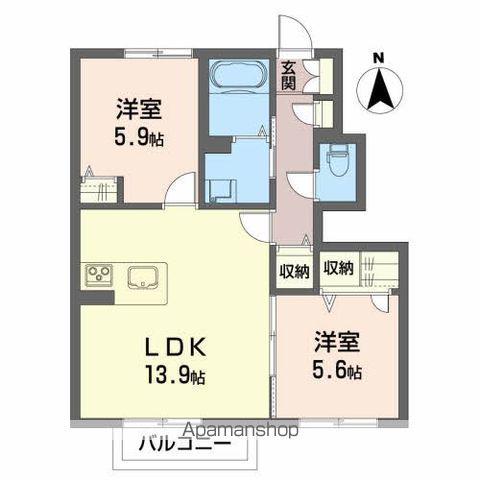 シャーメゾン・フォルトーナ(2LDK/1階)の間取り写真