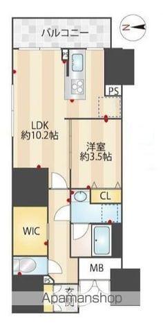 ZOOM信濃町(1LDK/2階)の間取り写真
