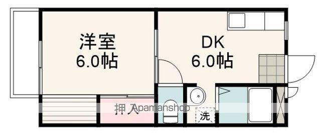 ハッピー沓谷(1DK/2階)の間取り写真