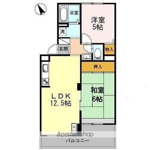 ヴァンベールしののめ B棟(2LDK/1階)の間取り写真