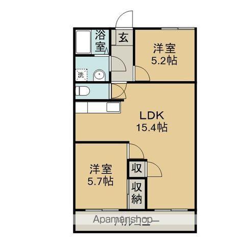 SUN HEIGHTS(2LDK/5階)の間取り写真