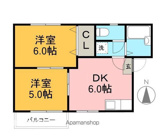 コーポ寺岡(2DK/2階)の間取り写真