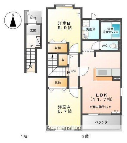 ジェム フォレスト2(2LDK/2階)の間取り写真