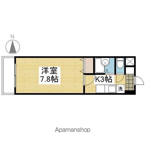 エルミオーレⅢ(1K/4階)の間取り写真