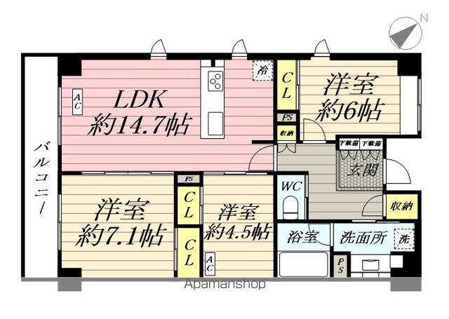 クラシアム神奈川台場(3LDK/3階)の間取り写真