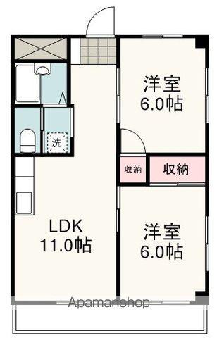 カメヤマ第2ビル(2LDK/3階)の間取り写真