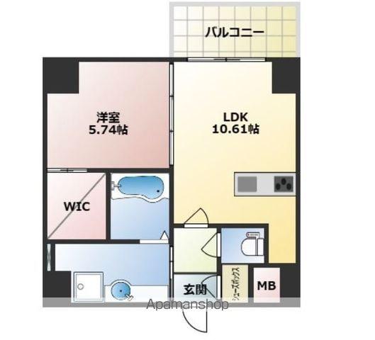 CREST西新(1LDK/7階)の間取り写真