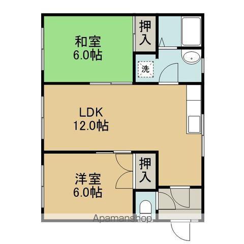 千歳線 千歳駅(北海道) 徒歩18分 1階建 築44年(2LDK)の間取り写真