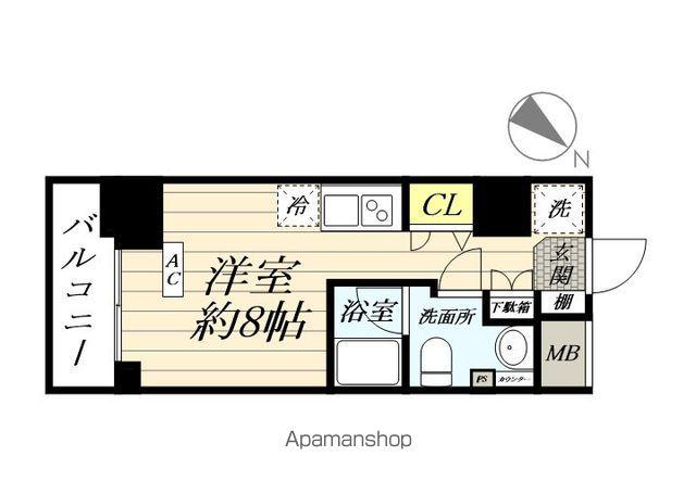 スパシエイラーレ横浜(ワンルーム/6階)の間取り写真