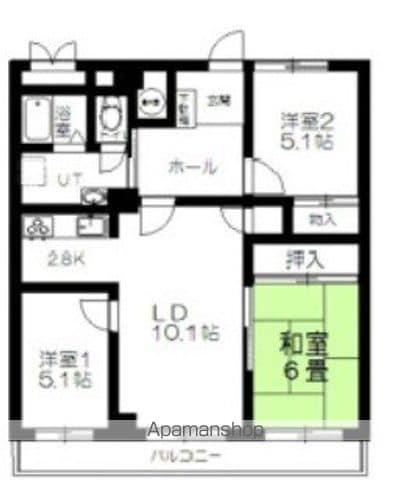 南郷サンハイツ(3LDK/7階)の間取り写真