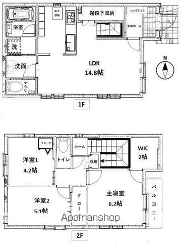 西武鉄道新宿線 武蔵関駅 徒歩4分 2階建 築1年(3LDK)の間取り写真