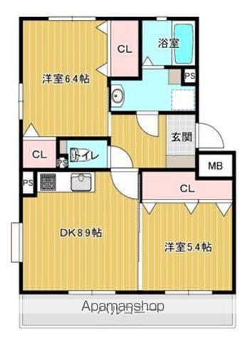 ルミエール水前寺(2LDK/2階)の間取り写真