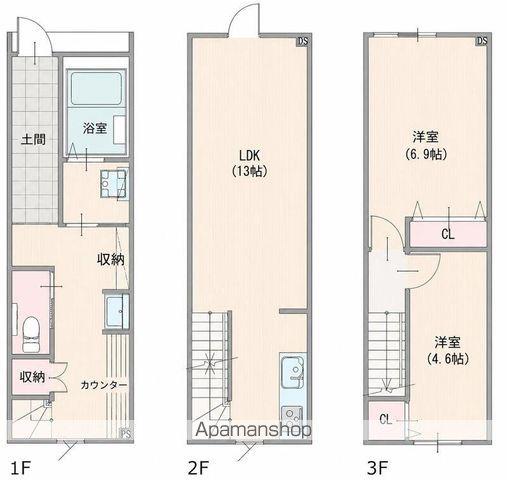 カルカソンヌ立川(2LDK)の間取り写真
