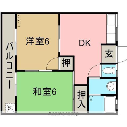 コーポサンライト(2DK/2階)の間取り写真
