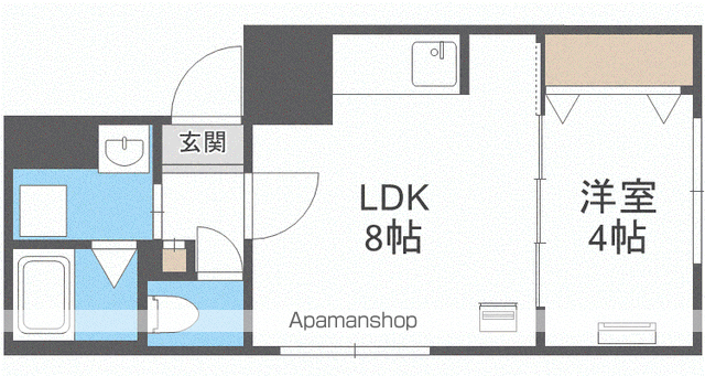 フラットJ南郷通(1LDK/1階)の間取り写真