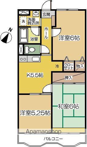 ランバーパート7(3K/3階)の間取り写真