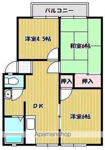 幸町・聖ハイツ(3DK/2階)の間取り写真