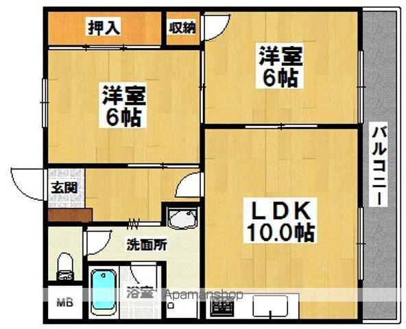 ロータスプラザ(2LDK/3階)の間取り写真