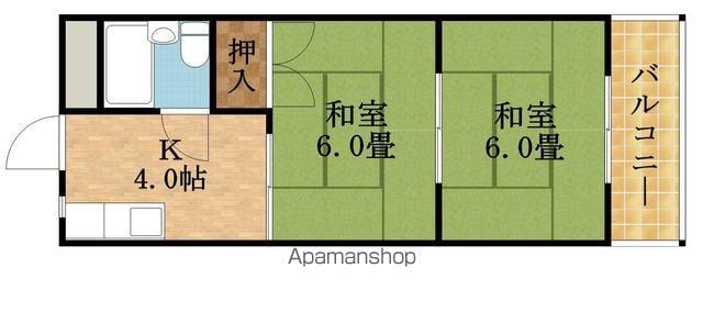 森岡ハイツ(2K/4階)の間取り写真