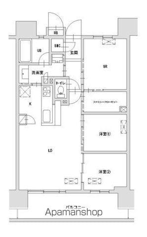 八王子レジデンス(2SLDK/11階)の間取り写真