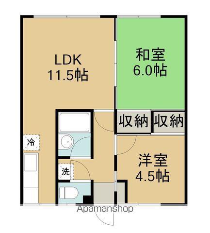 亀田本町桧荘(2LDK/1階)の間取り写真