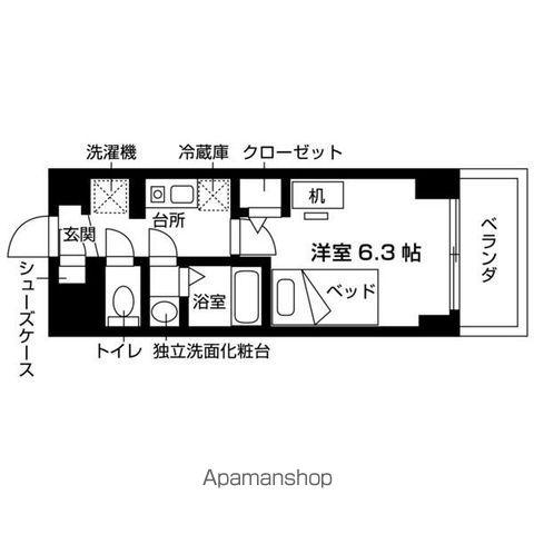 エスリードカレッジゲート南草津(1K/6階)の間取り写真