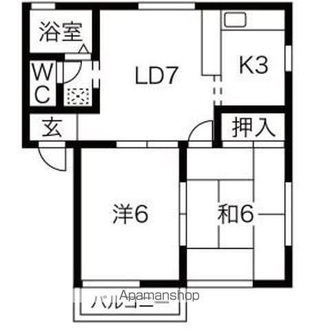 ゴールドハイツ(2LDK/2階)の間取り写真