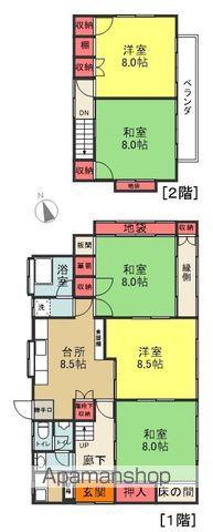 常磐線 いわき駅 バス乗車時間：11分 明賢寺前バス停で下車 徒歩5分 2階建 築44年(5DK)の間取り写真