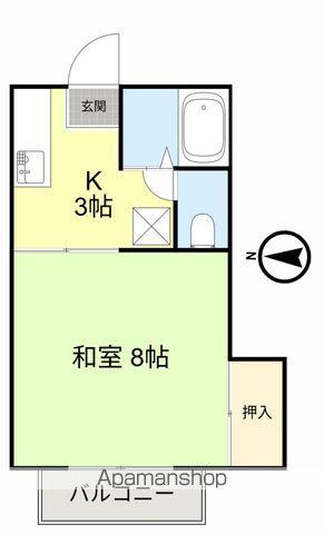 パルタウンKⅡ(1K/2階)の間取り写真
