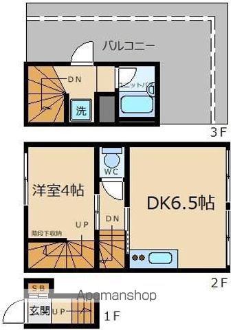 テラスハウス八幡山(1DK)の間取り写真