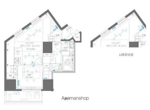 ZOOM信濃町(1LDK/11階)の間取り写真