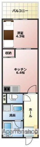 グランディール古市橋(1DK/3階)の間取り写真