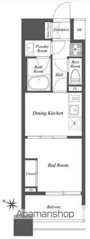 THE GATEHOUSE雑司が谷(1DK/13階)の間取り写真