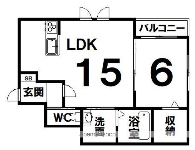 南浜町6番(1LDK/1階)の間取り写真