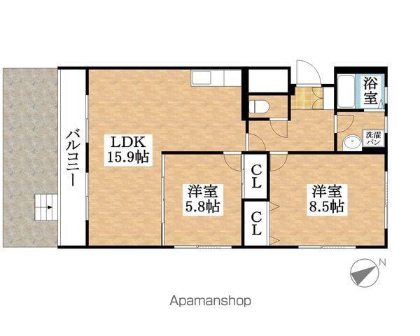 DYNASTY古知野(2LDK/2階)の間取り写真
