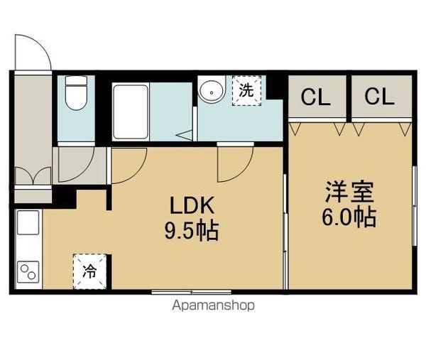 朝日町2丁目7-3MS(1LDK/1階)の間取り写真