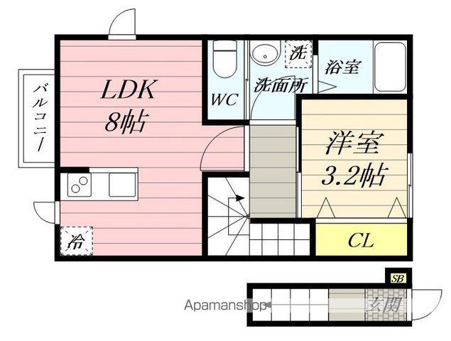 デュマンⅡ(1LDK/2階)の間取り写真
