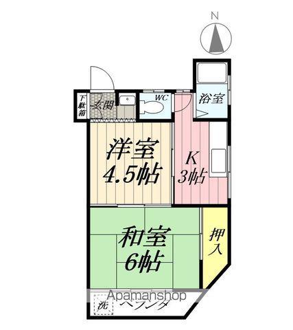 サンハイツ田中(2K/2階)の間取り写真