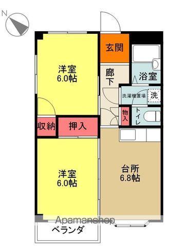 サンハイツみまや(2DK/2階)の間取り写真