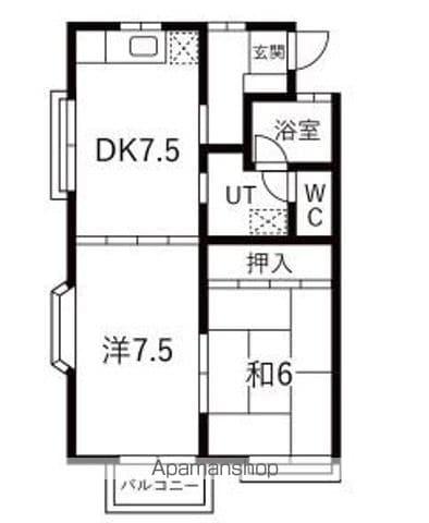 コーポα(2DK/1階)の間取り写真