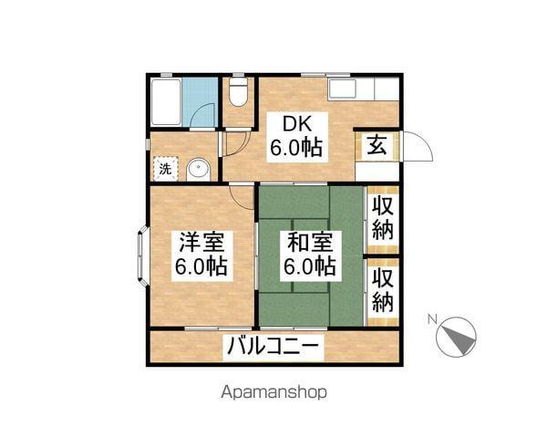 レジデンス・モト(2DK/1階)の間取り写真