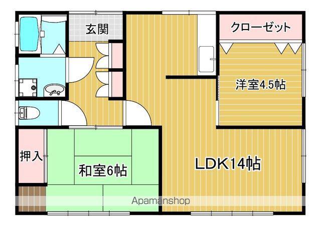 日豊本線 都城駅 バス乗車時間：10分 早水バス停で下車 徒歩1分 1階建 築35年(2LDK)の間取り写真