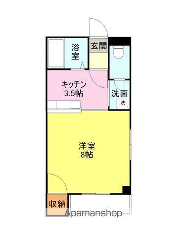 コルデソル伊倉(ワンルーム/1階)の間取り写真