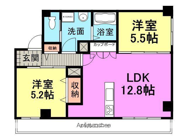 ルクティア雅(2LDK/2階)の間取り写真
