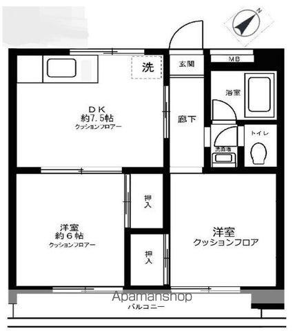 ダイヤモンドレジデンス南小岩(2DK/2階)の間取り写真