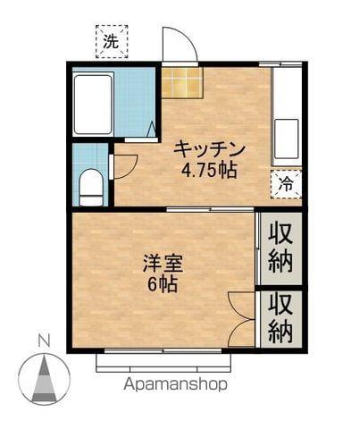 北島コーポ西棟(1K/2階)の間取り写真