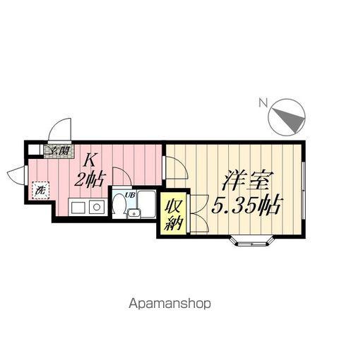 マロンハイツⅡ(1K/1階)の間取り写真