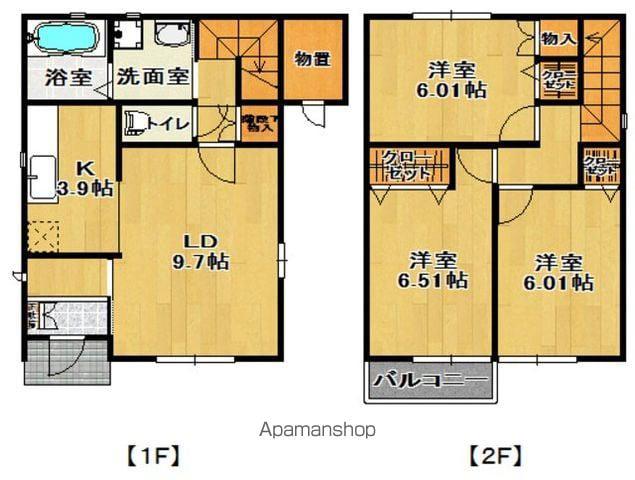 東北新幹線 郡山駅(福島) バス乗車時間：13分 太郎殿前バス停で下車 徒歩4分 2階建 築12年(3LDK)の間取り写真
